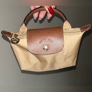 Authentic Longchamp Mini Pouch Fawn